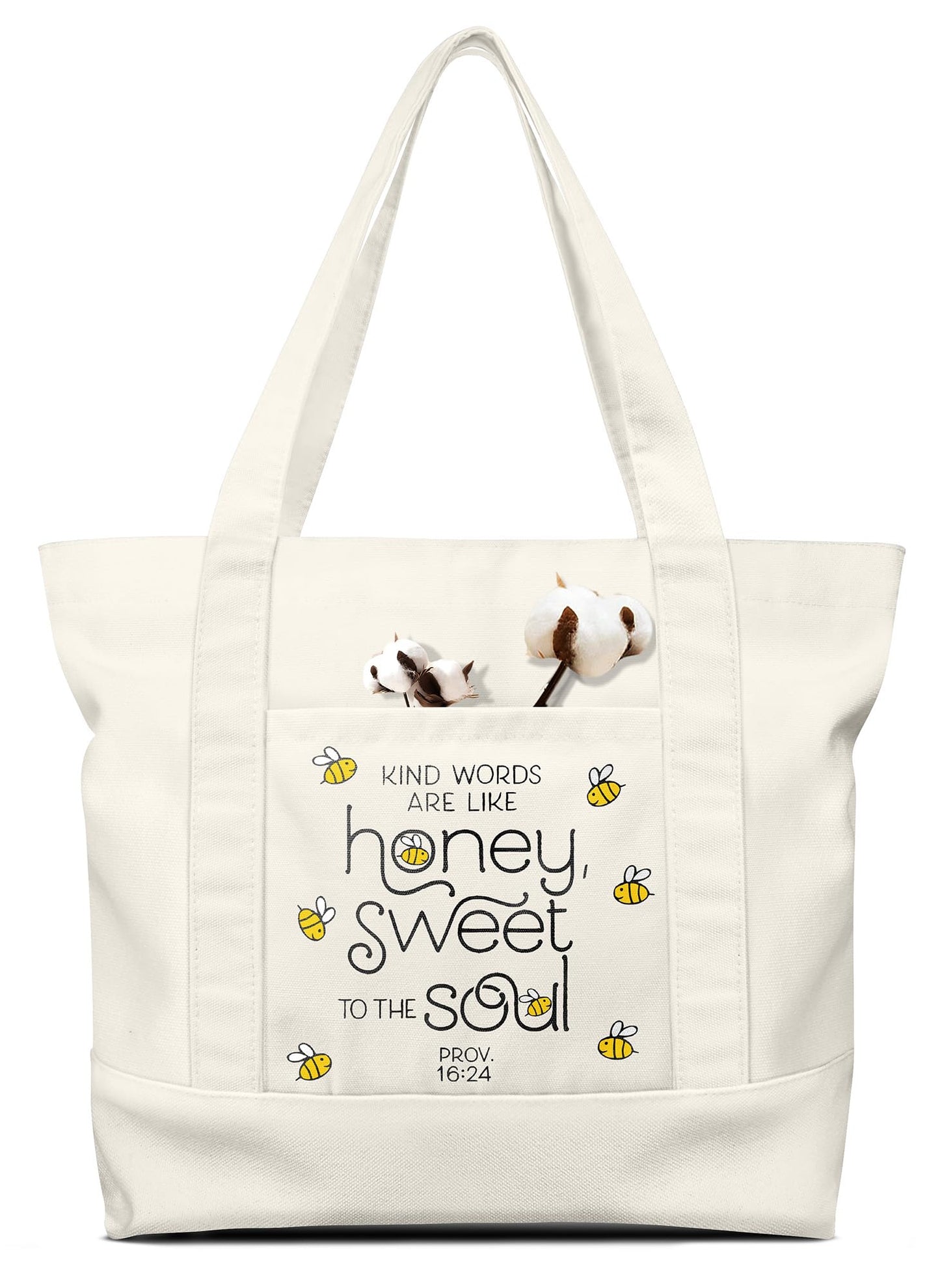 Miss Adola Aesthetic Canvas Tote Bag - Pouch Bag for Women Girls Gift Cotton Cloth Tote Bag with External & Inner Pocket for Shopping Gym Work Travel Vacation Bee