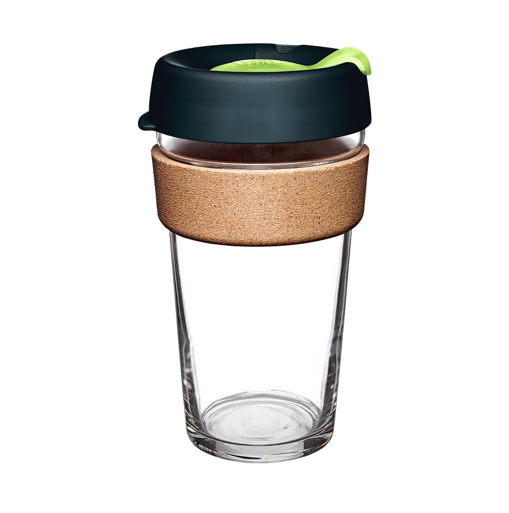 KeepCup Brew Cork - Reusable Coffee Cup Tempered Glass and Natural Cork L 16oz/454ml - Deep