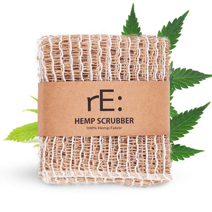 rE: Hemp Scrubber for Dishes and Bath Eco-Friendly 100% Hemp Fiber Biodegradable No Odor Unbleached Plastic Free Zero Waste (3Pk)