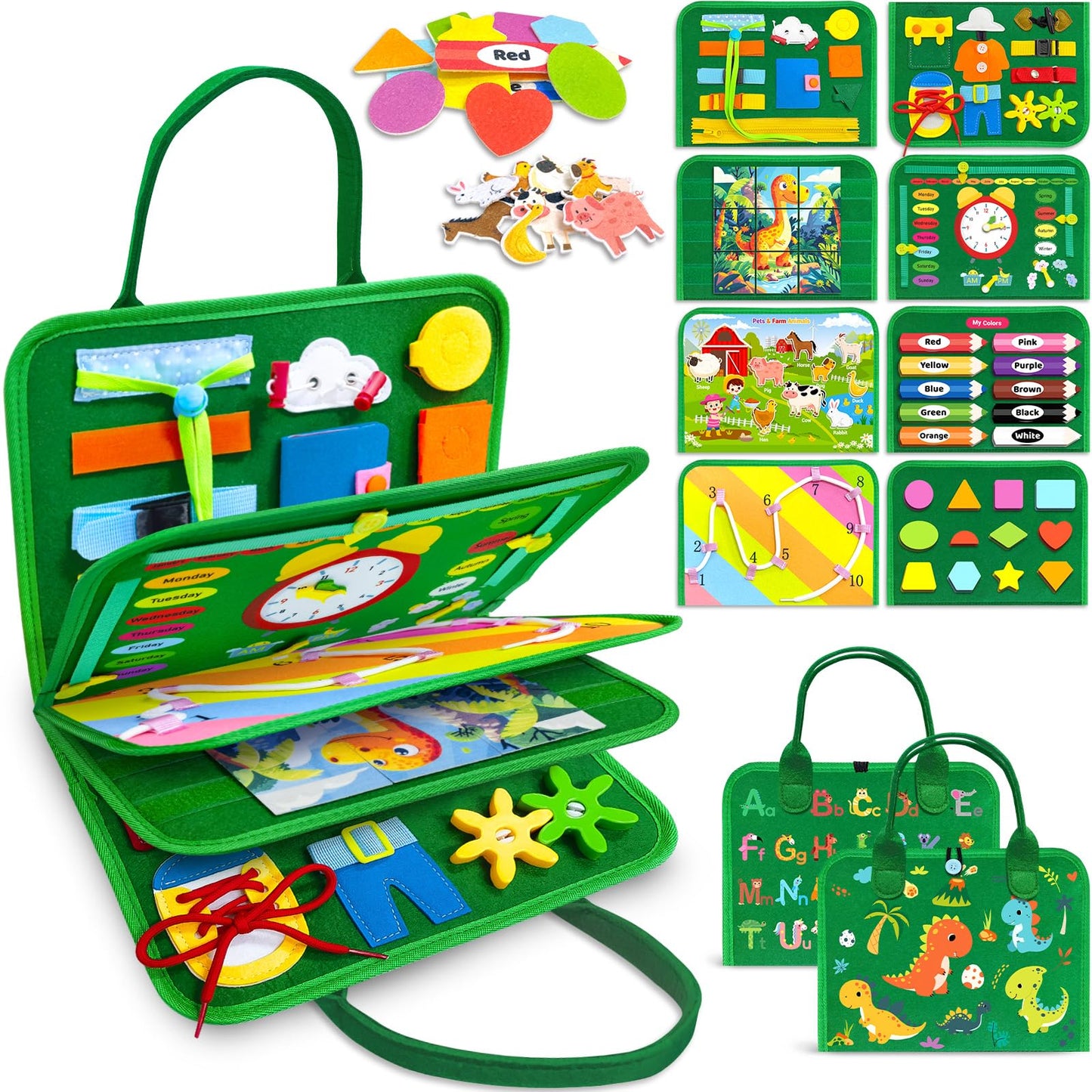 Gojmzo Busy Board Montessori Toys for 1 2 3 4 Year Old Boy Girl Birthday Gifts Busy Book Sensory Toys for Toddlers 1-3 Toddler Toys Age 1-2 2-4 Learning Educational Toy Travel Activities