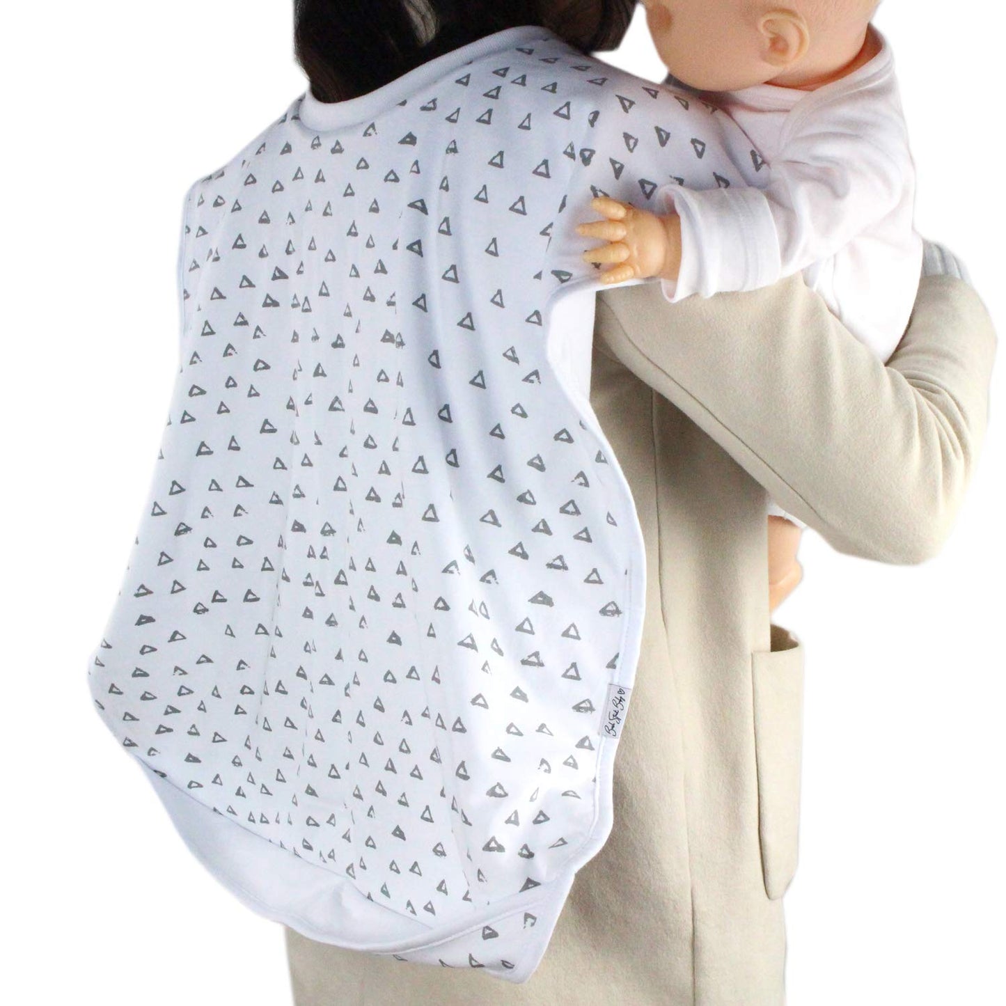 Baby Burp Cloth Double Shoulder Burp Bib Organic Cotton Large 35”x22” Triple Layer Thick Soft and Extra Absorbent Towels Burping Rags for Newborns Shower Gift for Boys and Girls Grey White