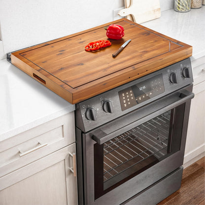 TIDITA Acacia Noodle Board for Gas Stovetop - Wood Stove Top Covers for Electric Stove - Stove Top Covers for Gas Burners - Wooden Kitchen Sink Cover for Counter Space & Decorative Tray (30" x 22")