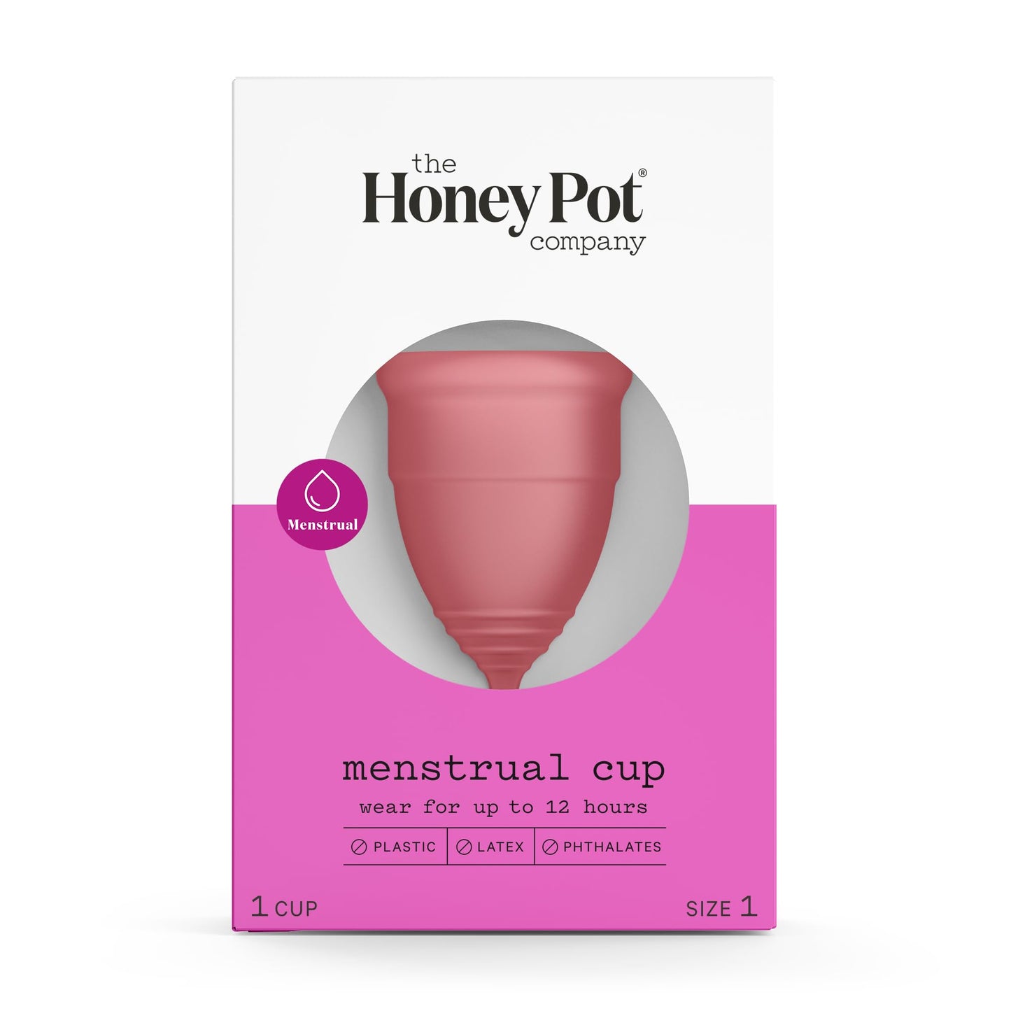 The Honey Pot Company - Menstrual Cup - 12 Hour Reusable Protection for Periods - Natural Feminine Hygiene Products - Size 1