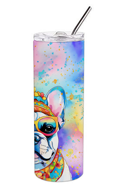 French Bulldog Hippie Dawg Stainless Steel Skinny Tumbler
