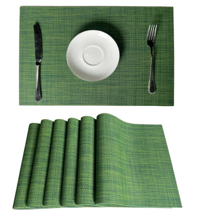 WAZAIGUR Placemats Set of 6 for Dining Table Heat-Resistant Washable Place Mats Woven Vinyl Kitchen Table Mats Easy to CleanHunter Green