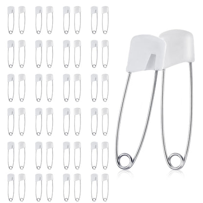 Giantree 50 Pcs Safety Pins Safety Pins for Clothes Baby Safety Pins Diaper Pins Stainless Steel Traditional Safety Pins Plastic Head Cloth Diaper Pins with Locking Closures Stainless Steel(5.5CM)
