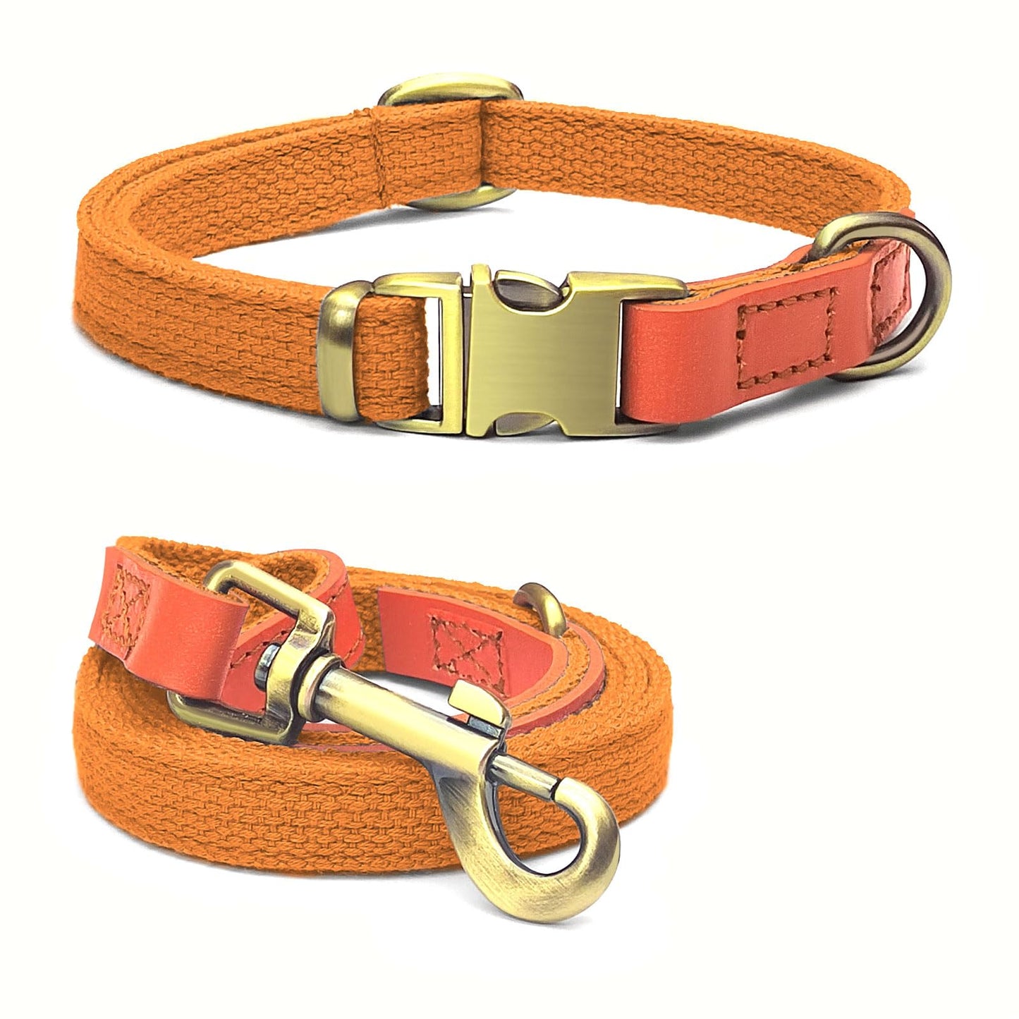 Qianruida Dog Collar and Leash Set Tactical Collar Leash Set Dog Leash and Collar Set Adjustable Dog Collar with Dog Leash Dog Collar for Small Medium Large Dogs- OrangeL