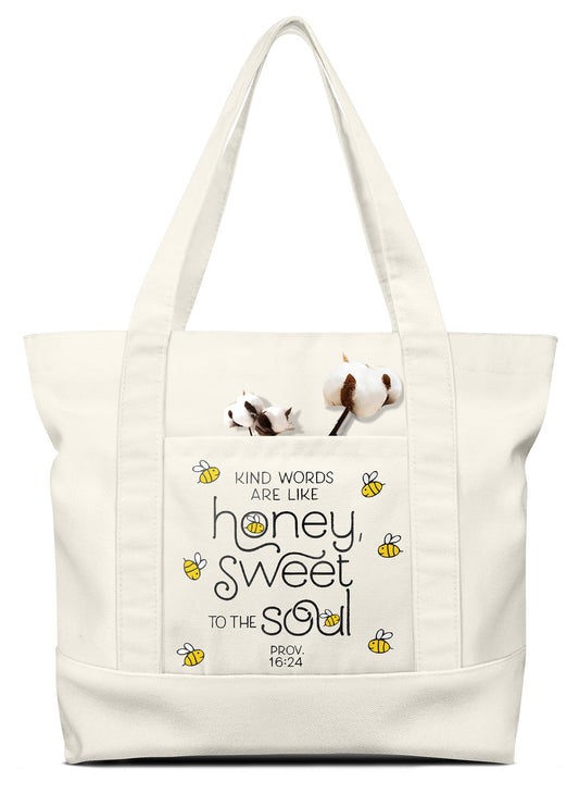 Miss Adola Aesthetic Canvas Tote Bag - Pouch Bag for Women Girls Gift Cotton Cloth Tote Bag with External & Inner Pocket for Shopping Gym Work Travel Vacation Bee