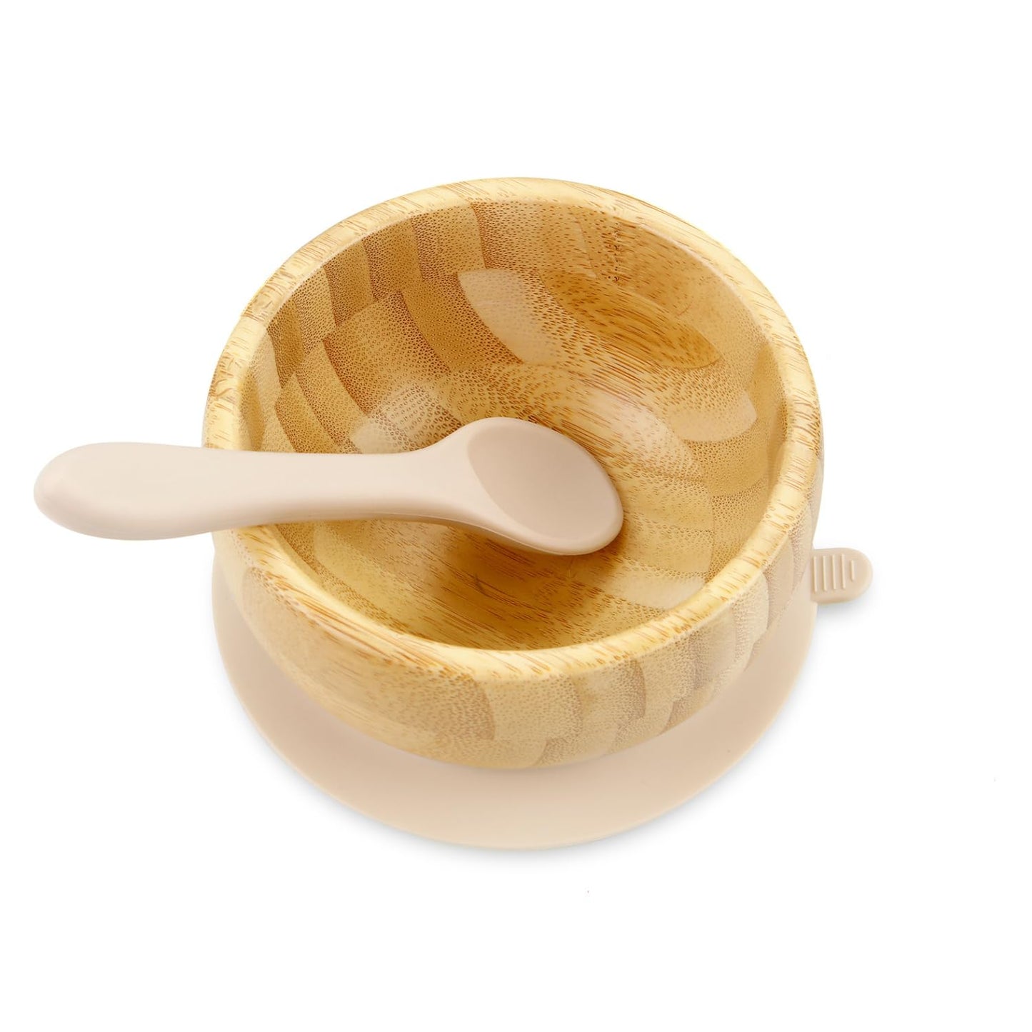 PandaEar Baby Bamboo Suction Bowl with Silicone Spoons Wooden Baby Bowls for Toddlers & Kids Divided Non-Slip Wooden Bowl Feeding Supplies