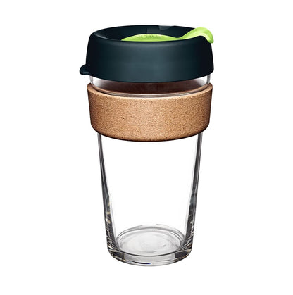 KeepCup Brew Cork - Reusable Coffee Cup Tempered Glass and Natural Cork L 16oz/454ml - Deep