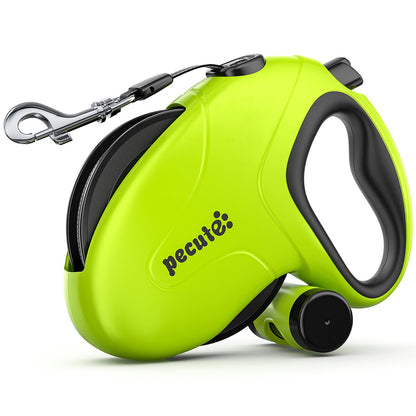 Pecute 32ft Retractable Dog Leash with Reflective Strips 360° Tangle-Free Dog Leash One-Button Control & Sturdiness Nylon Dog Leash with Poop Bag Long Dog Leash Retractable for Medium Large Dog