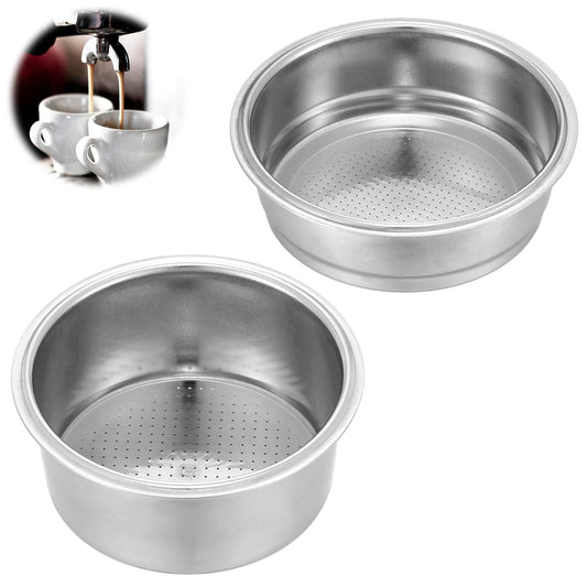 Oruola 2pcs Metal Coffee Filter51mm Stainless Steel Porous Double Cup Coffee Filter and Single Cup Portafilter Basket for Portafilter Coffee MachinePaperless and Permanently Reusable