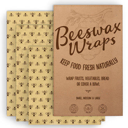 Bee’s Wrap Reusable Eco Friendly Beeswax Food Wraps Organic Cotton Food Storage Assorted Pack of 3 (S M L) - Sustainable Durable Washable